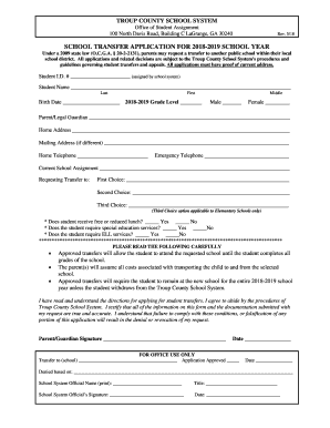 HB 251 Transfer Form - Troup County School System