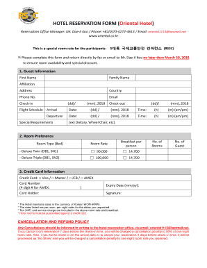 HOTEL RESERVATION FORM (Oriental Hotel)