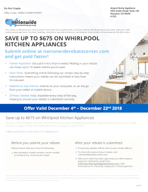 Whirlpool Kitchen Appliance Rebate Form
