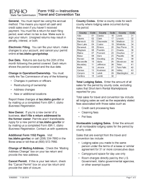 Form 1152 Instructions, Travel and Convention Tax