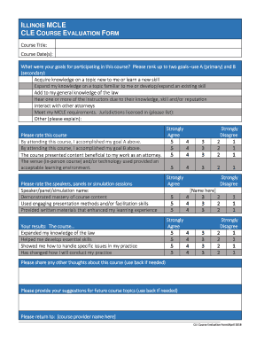 ILLINOIS MCLE CLE COURSE EVALUATION FORM