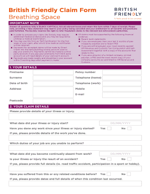 British Friendly Claim Form Breathing Space - Amazon AWS