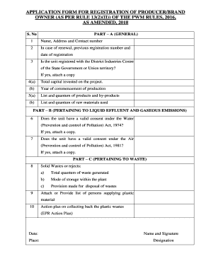 application form for registration of producer/brand owner - CPCB