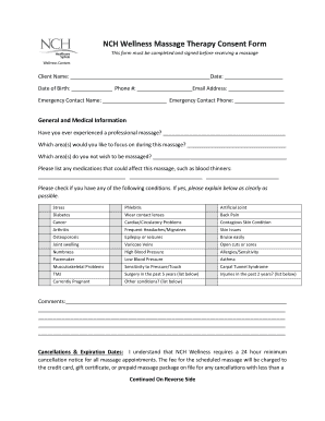NCH Wellness Massage Therapy Consent Form - nchmd.org