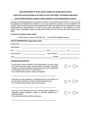 Iowa Radiological Facility Application