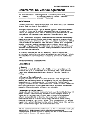 commercial co venture agreement template