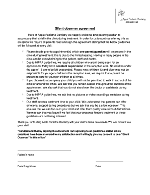 Silent observer agreement - Apple Pediatric Dentistry