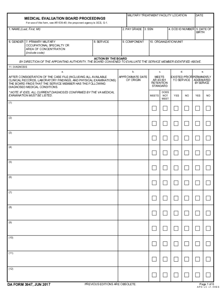2017-2024 DoD DA Form 3947 Fill Online, Printable, Fillable, Blank - pdfFiller