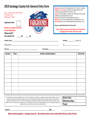 Fillable Online 201 Saratoga ounty Fair General Entry Form Fax Email Print - pdfFiller
