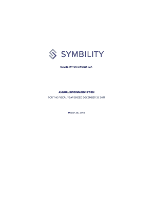 SYMBILITY SOLUTIONS INC. ANNUAL INFORMATION FORM
