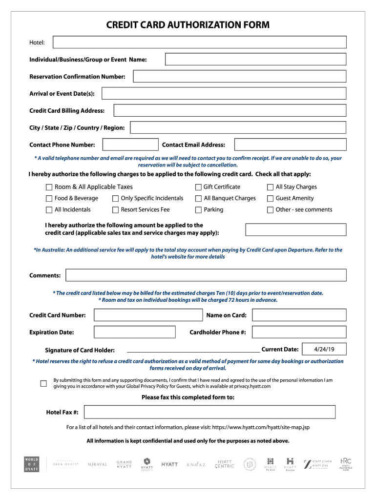 credit card authorization form Preview on Page 1