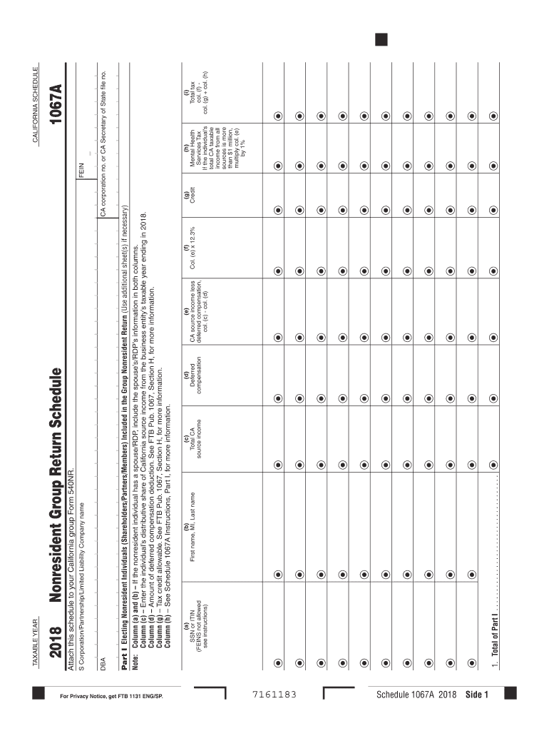 california schedule 1067a Preview on Page 1