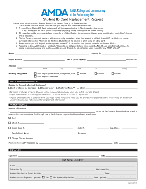 Student ID Card Replacement Request - AMDA