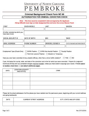 Fillable Online Criminal Background Check Form NC 65 Fax Email Print -  pdfFiller