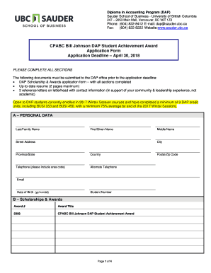 DAP Entrance Scholarship Application Form - University of British ...