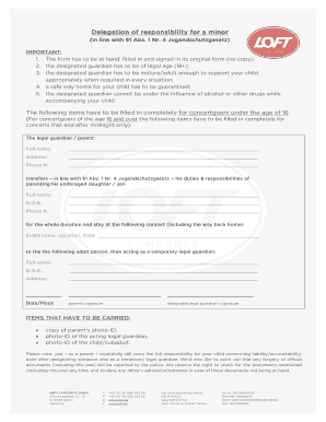 Minor Concert Attendance Delegation Form