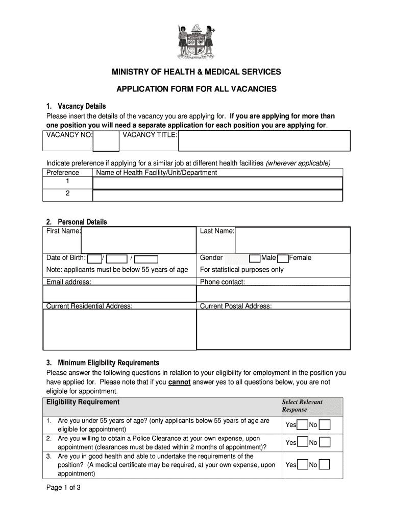Application Form For Ministry Of Health 2020 Fill and Sign Printable