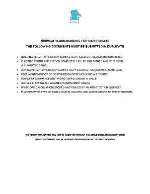 minimum requierements for sign permits the following documents ...