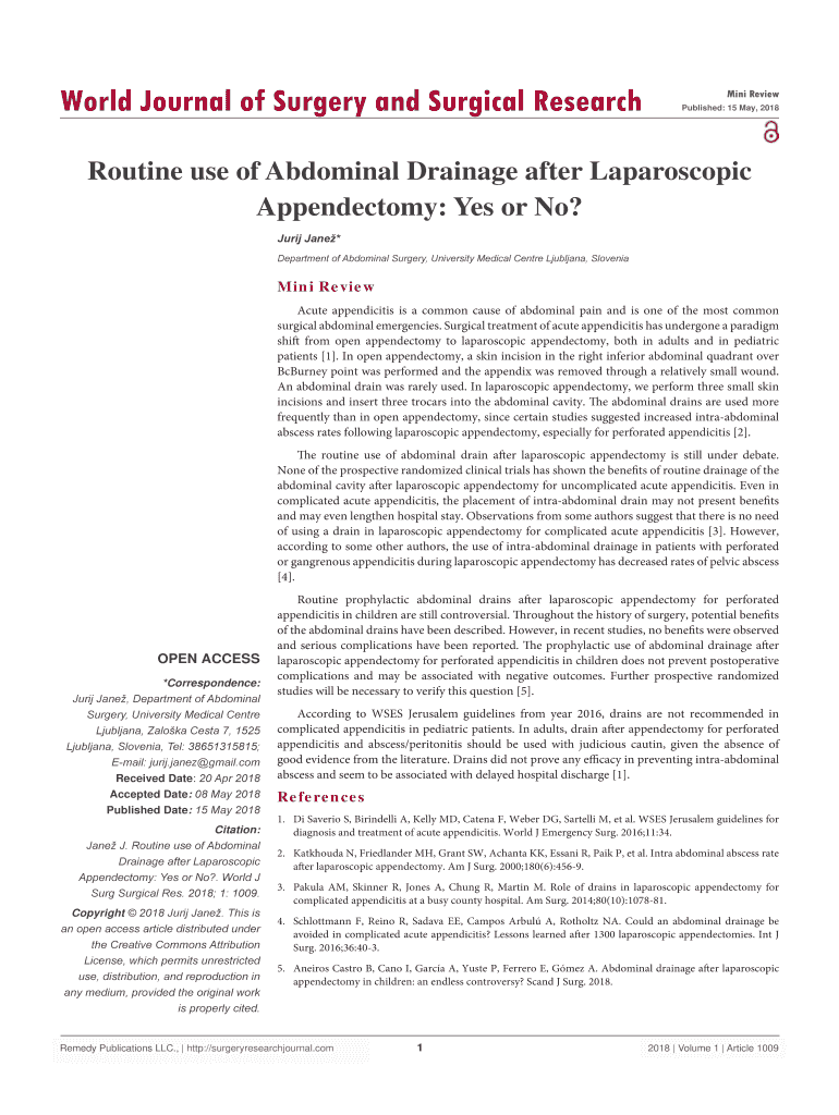 Fillable Online Routine use of Abdominal Drainage after Laparoscopic