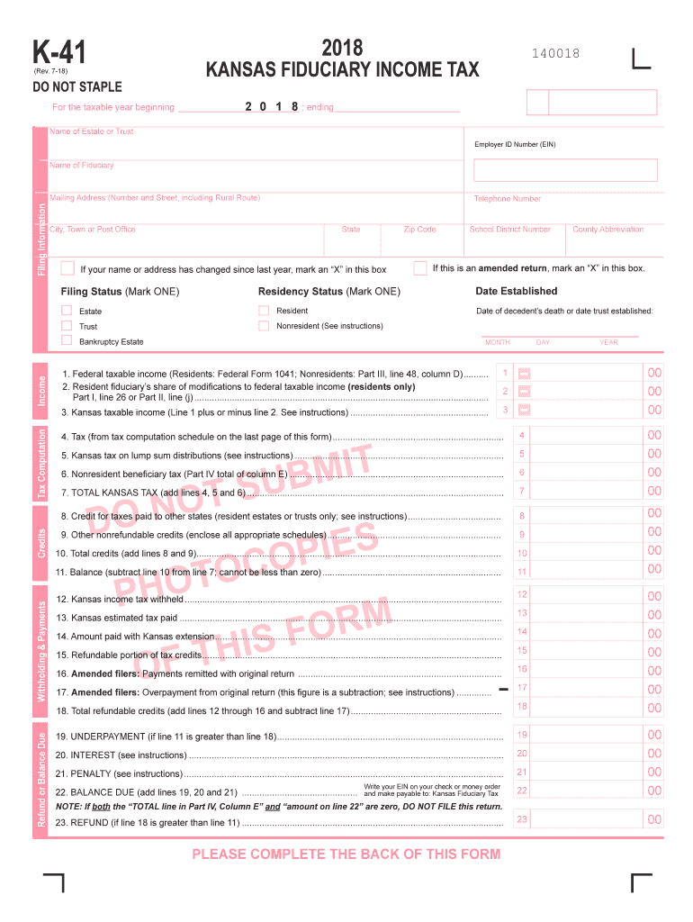 kansas k 41 form Preview on Page 1.