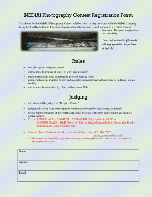 NEDIAI Photography Contest Registration Form Rules Judging