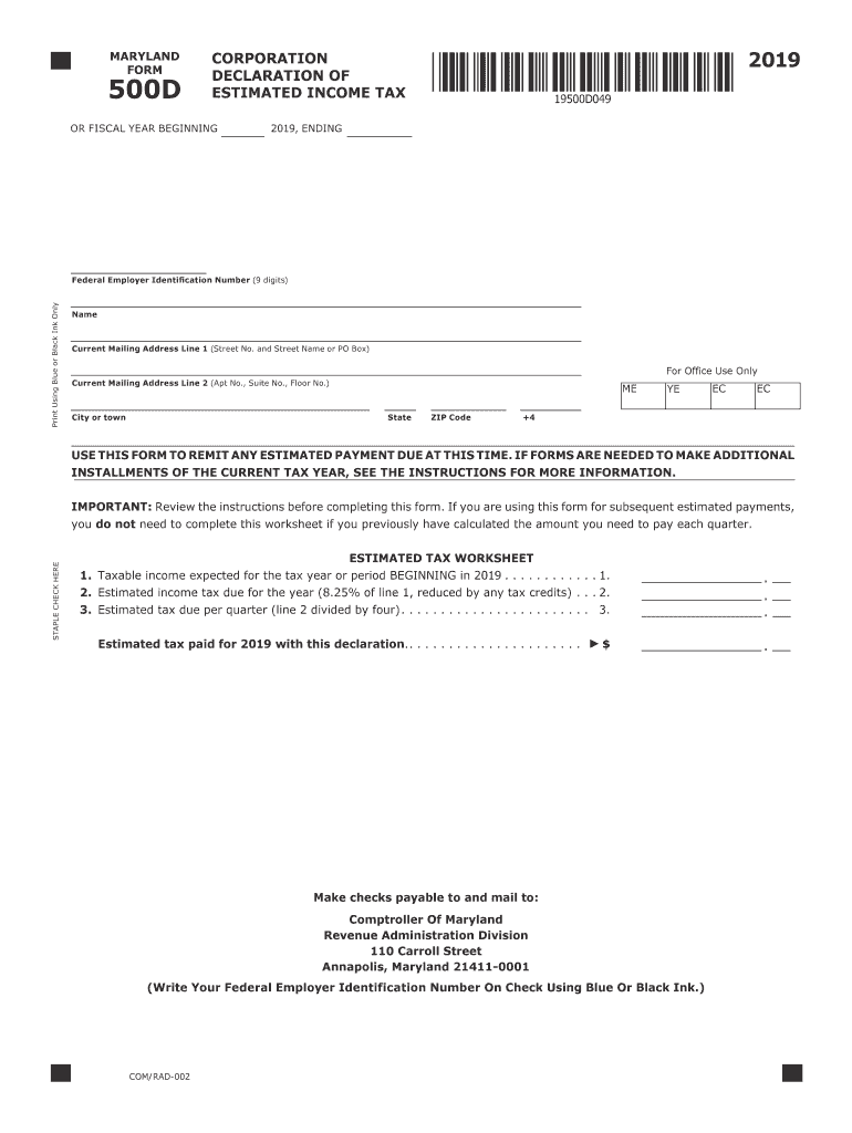 maryland form 500d Preview on Page 1