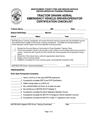 Fire Department Driver Training Checklist - Fill Online, Printable ...
