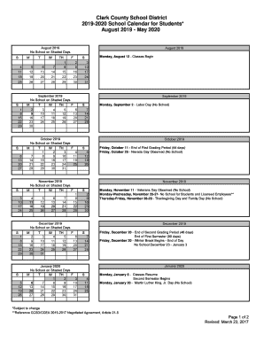 Ccsd 2019 To 2020 Calendar - Fill Online, Printable, Fillable, Blank