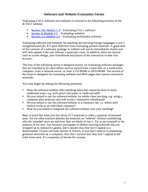 Software Evaluation Form - ICT4LT