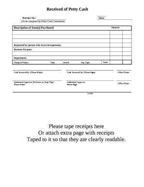Received of Petty Cash Forms