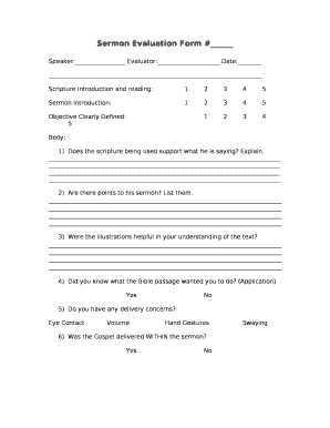 Sermon Evaluation Form #