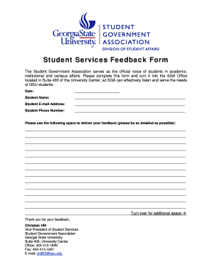 Student Services Feedback Form