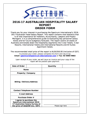 Thank you for your interest in purchasing the Spectrum International's 2016 - 2017 Australian Hotel Salary Report