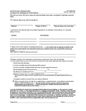 Exhibit 1 - Social Security Administration (SSA) Form