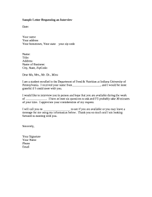 Sample Letter Requesting an Interview