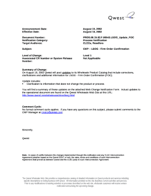 CMP - LSOG - Firm Order Confirmation