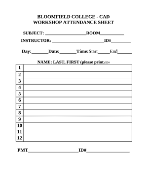 workshop attendance sheet