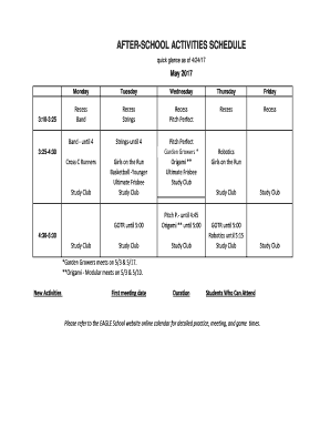 Fillable Online After-School Schedule Templates - 9+ Free Samples ...