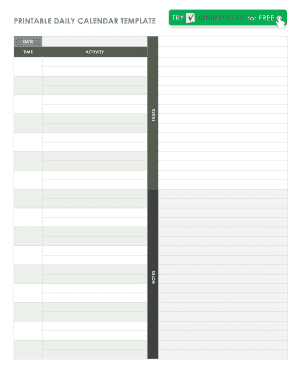Fillable Online PRINTABLE DAILY CALENDAR TEMPLATE Fax Email Print ...