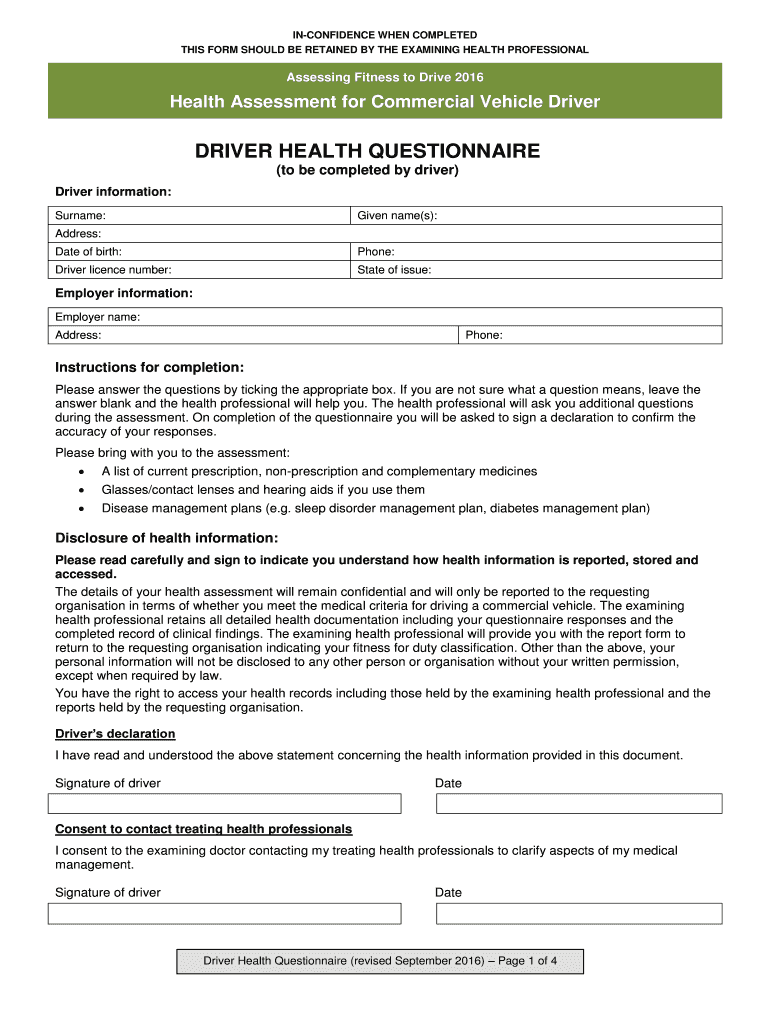 Fillable Online Assessing fitness to drive a guide for medical