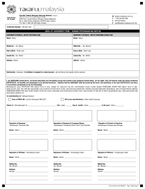 absolute assignment takaful