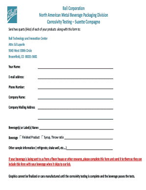 Ball Corporation North American Metal Beverage Packaging Division Corrosivity Testing