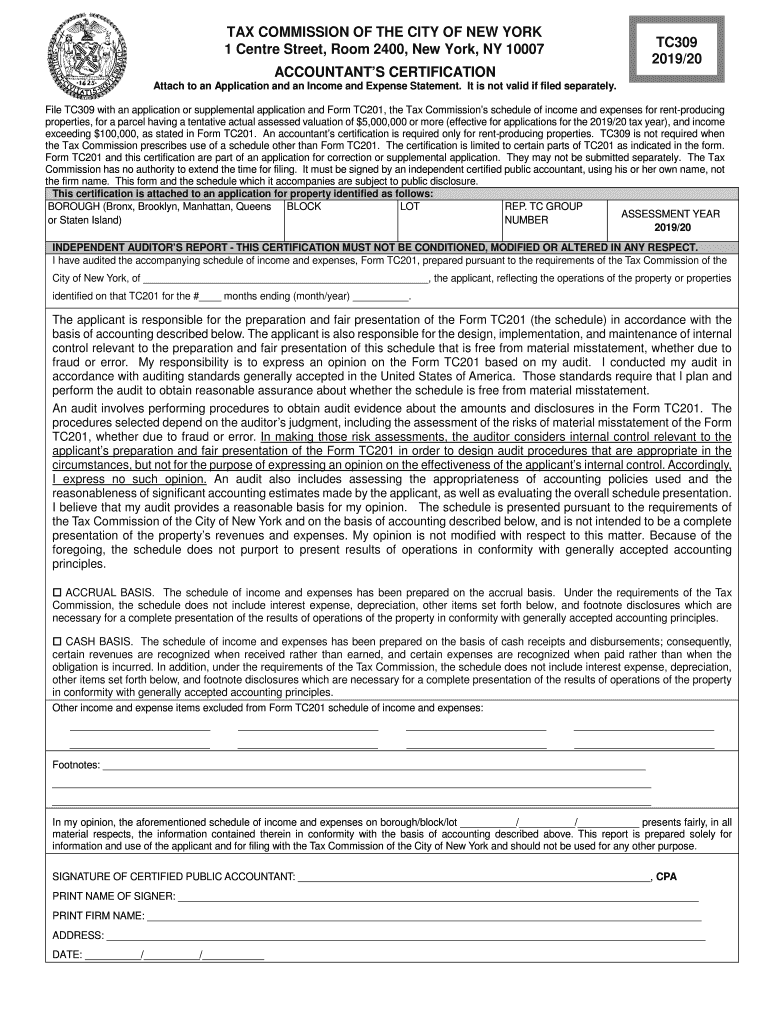 fillable tc309 2019 Preview on Page 1