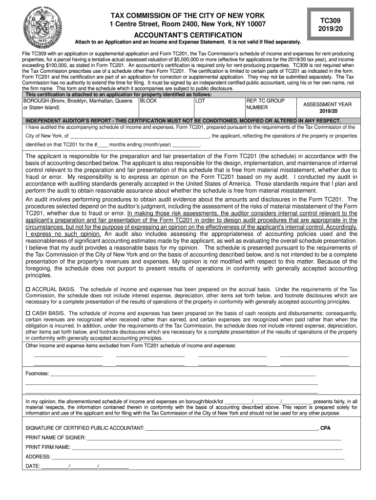 fillable tc309 2019 Preview on Page 1.