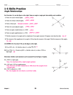 1 5 Practice Angle Relationships - Fill Online, Printable, Fillable, Blank  | pdfFiller