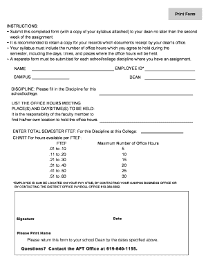 Adjunct Office Hours Form - San Diego Community College District