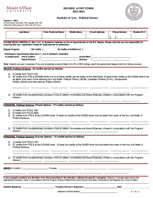 DEGREE AUDIT FORM 2013-2014 Bachelor of Arts Political ...