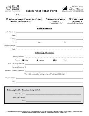 Scholarship Funds Form - athenstech.edu