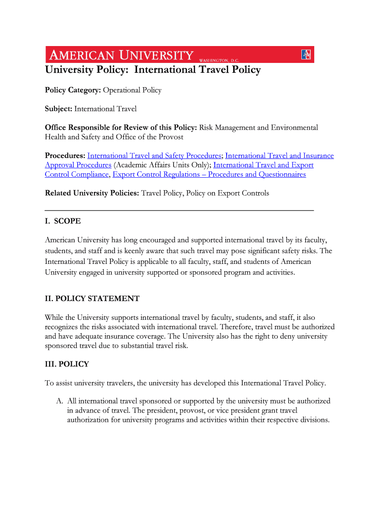 International Travel Policy docx Preview on Page 1