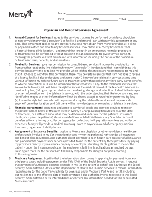 Consent and Agreement Physician Services and Hospital Services 1...